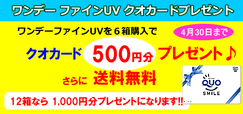 ワンデーファインUV6箱購入でクオカード500円プレゼント