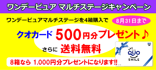 ワンデーピュア マルチステージ6箱購入でクオカード500円分プレゼント